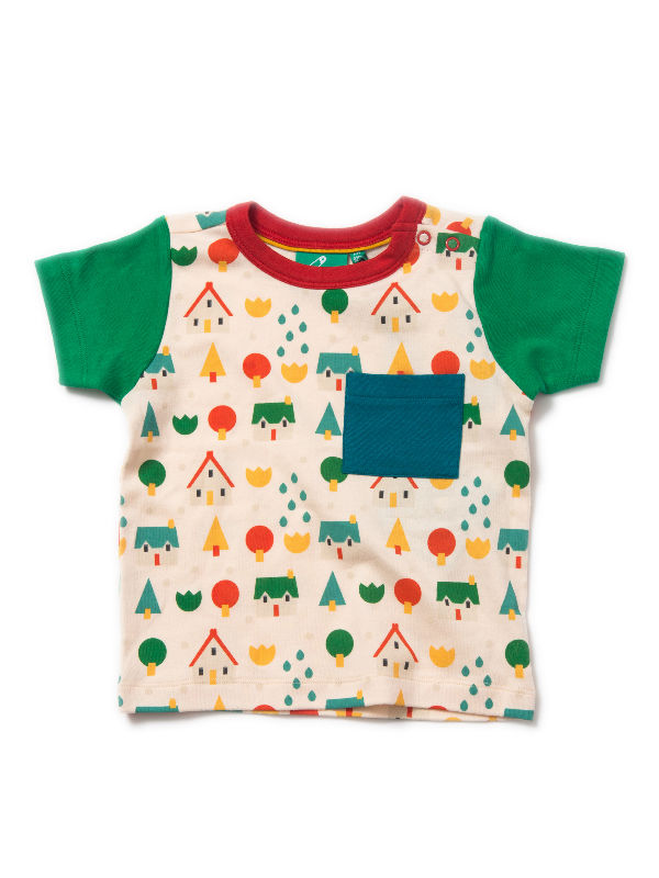 Little Village t-shirt groene mouwtjes